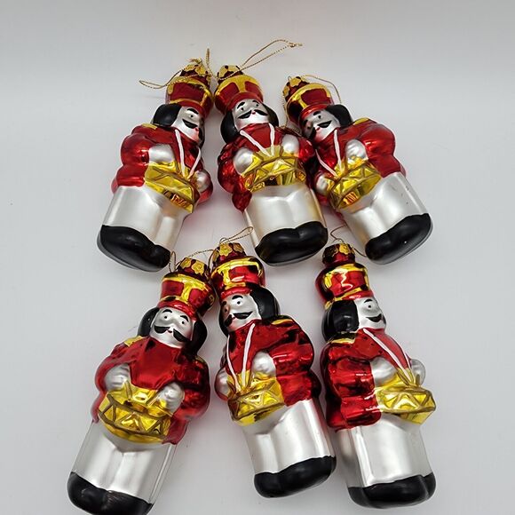 Vintage Russ Berrie Toy Soldier Ornaments 3D Nutcracker Drummer Boy Lot of 6 - Picture 1 of 12